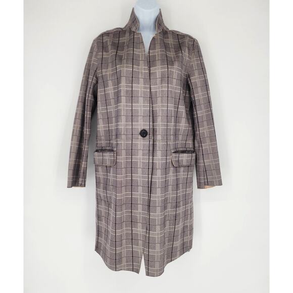 BlankNYC Plaid Button Front Longline Coat Gray Check Women’s Size XS - Picture 2 of 13